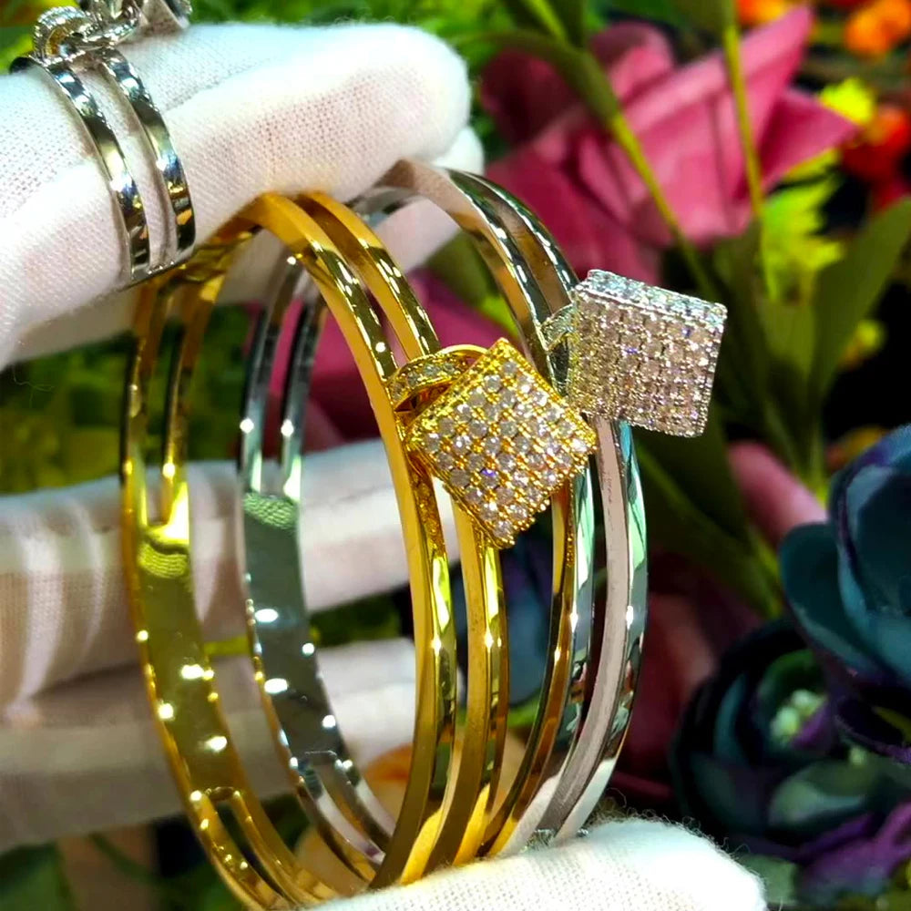 Luxury Geometric Square Bridal Wedding Jewelry Sets