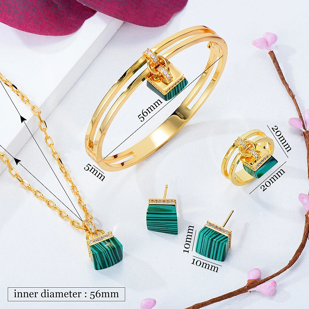 Luxury African Drop Necklace Bangle Earrings Ring Set