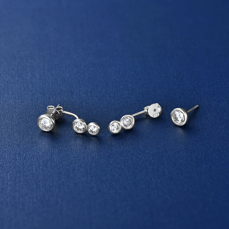 5mm Bezel Moissanite Earring 925 Sterling Silver