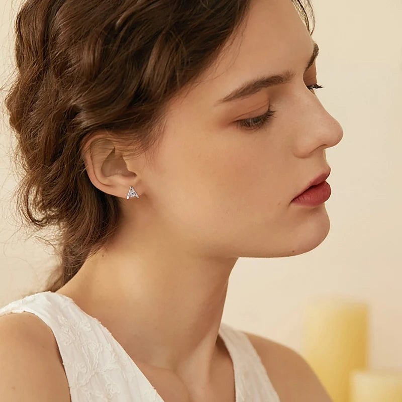 New Trend A-shaped Stud Earring for Women Certified 925 Sterling Silver 5mm Moissanite Earrings