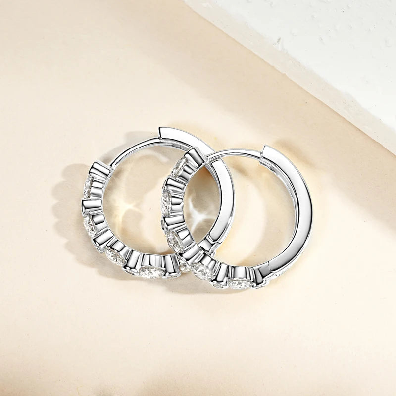 Moissanite Diamond Earring With Certificate 925 Sterling Silver Hoops Earring