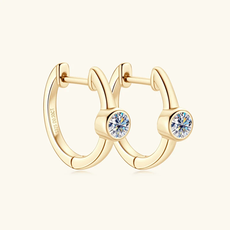 Sterling Silver Earrings 925 0.3CT Moissanite Hoop Earring