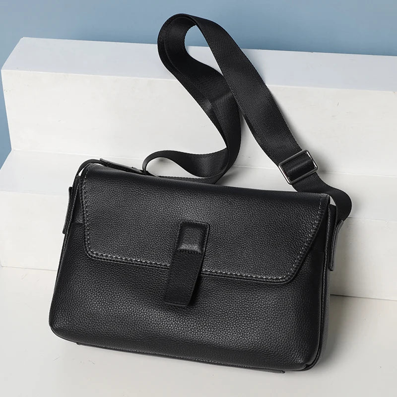 Cowhide Leather Men Bags Soft Genuine Leather Crossbody Bag