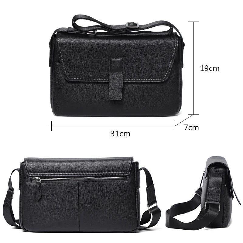 Cowhide Leather Men Bags Soft Genuine Leather Crossbody Bag