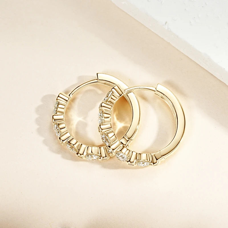 Moissanite Diamond Earring With Certificate 925 Sterling Silver Hoops Earring