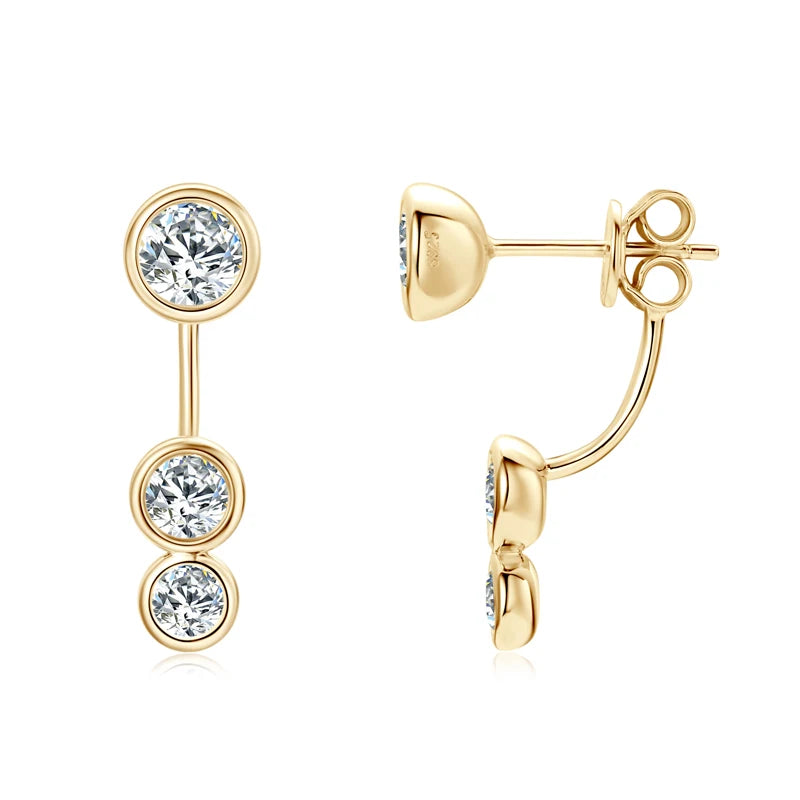 5mm Bezel Moissanite Earring 925 Sterling Silver