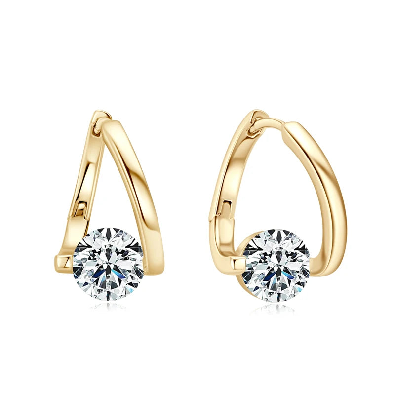 Huggies Earrings Sterling Silver 925 1.0ct Moissanite Hoop Earring