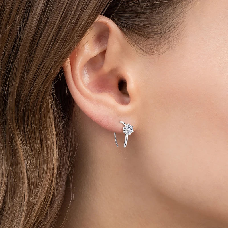 5MM 6 Prong Moissanite Earrings 925 Sterling Silver Stud Earring