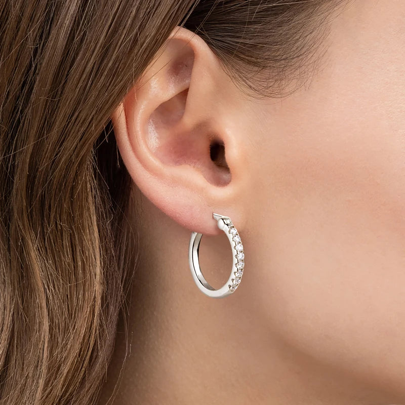 Moissanite Hoop Earrings 925 Sterling Silver Circle Earring