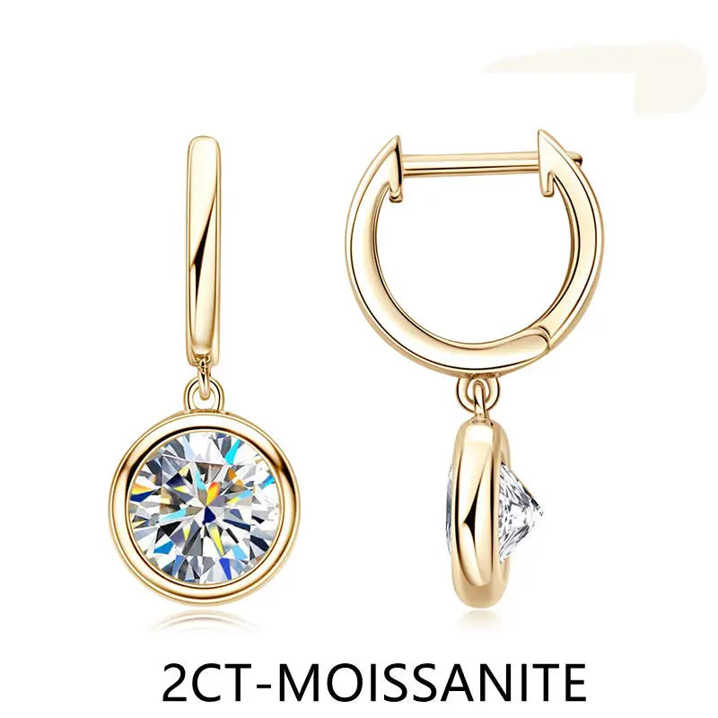 925 Sterling Silver Dangle Earring 1CT 2CT Moissanite Drop Earrings
