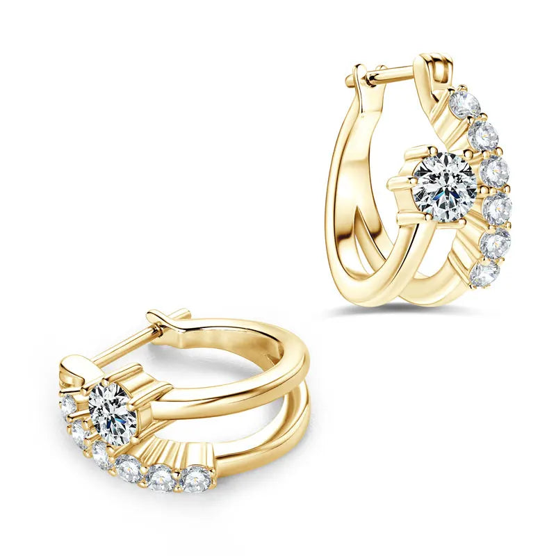 Moissanite Earring Original 925 Sterling Silver Hoop Earrings