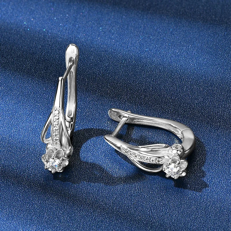 Brilliant 3mm Infinity Moissanite Earring 925 Sterling Silver Hoop Earrings