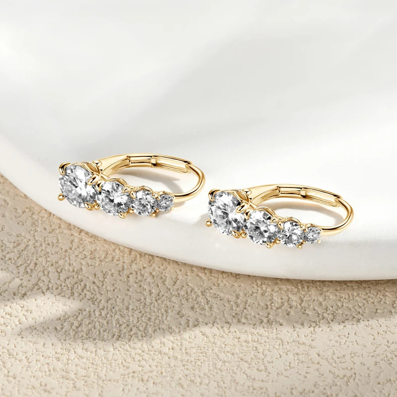 Moissanite Hoop Earrings 925 Sterling Silver