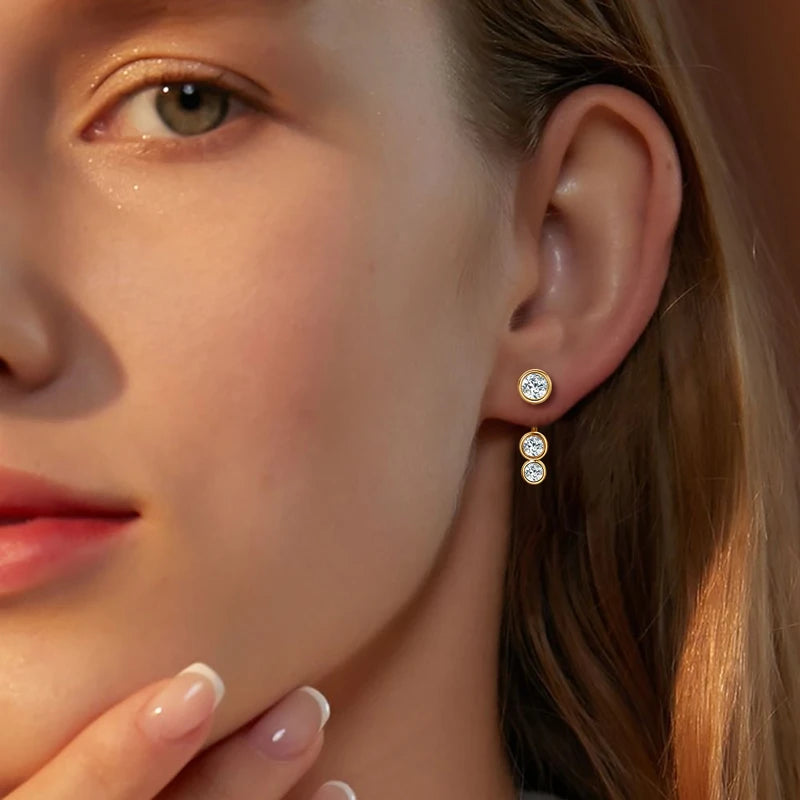 5mm Bezel Moissanite Earring 925 Sterling Silver