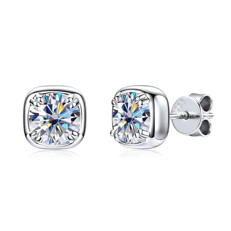 1CT Round Moissanite Hoop Earrings With Certificate 925 Sterling Silver