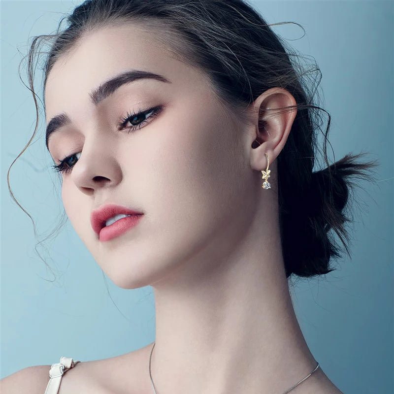 925 Sterling Silver Moissanite Pendant Earring Flower Dangle Earrings