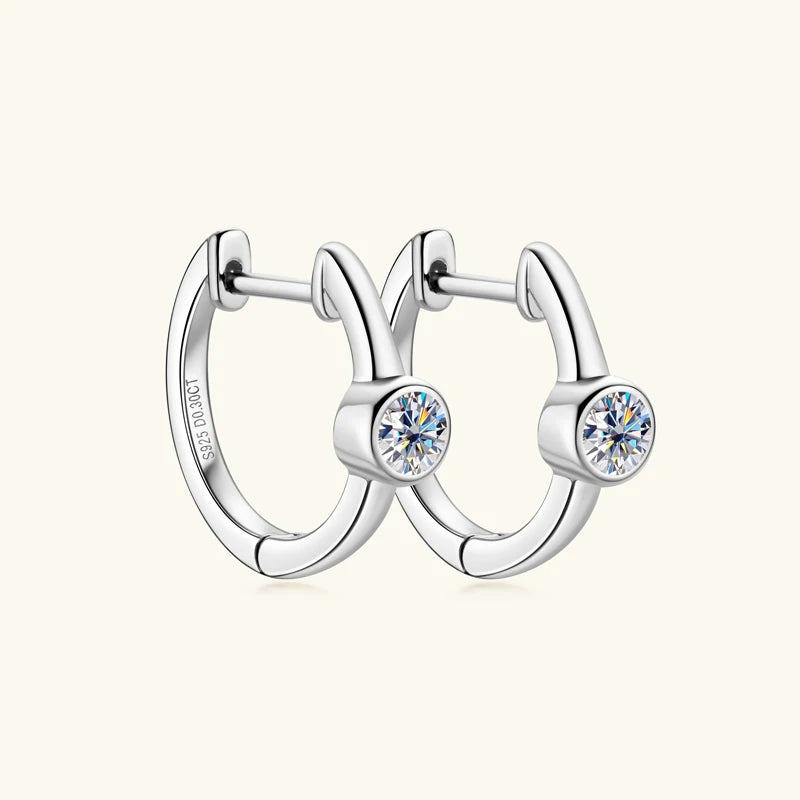Sterling Silver Earrings 925 0.3CT Moissanite Hoop Earring