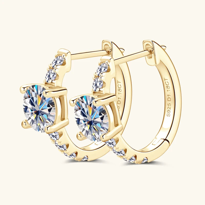 Moissanite Hoop Earring 925 Certified Silver Circle Earrings