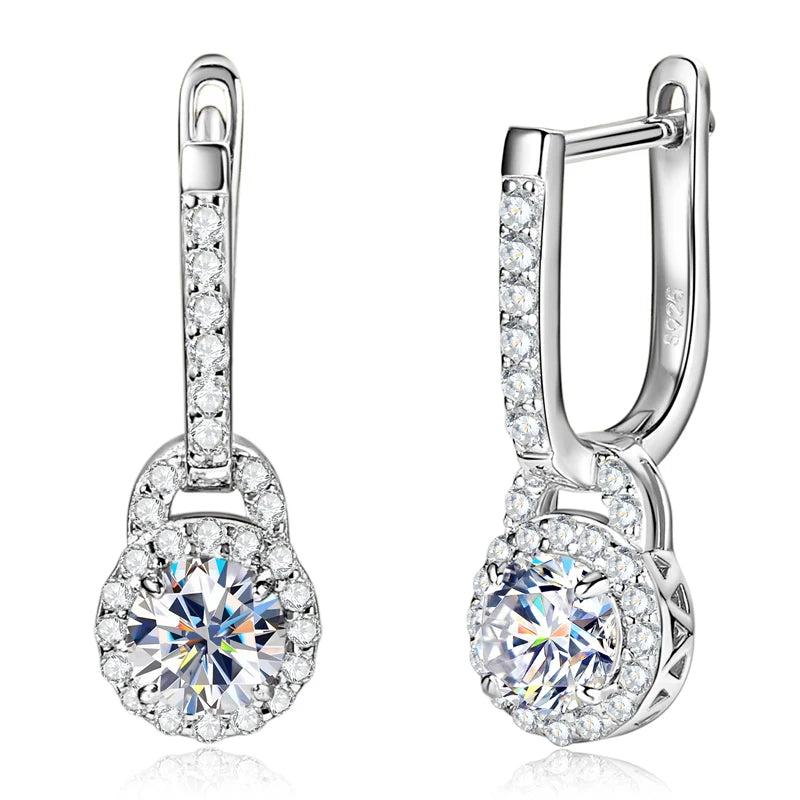 0.5CT Moissanite Hoop Earring 925 Certified Silver