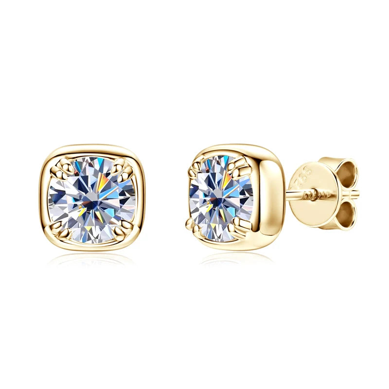1CT Round Moissanite Hoop Earrings With Certificate 925 Sterling Silver