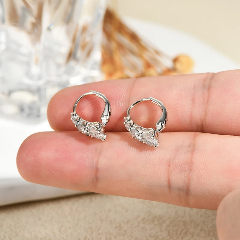 Moissanite Hoop Earrings 925 Sterling Silver