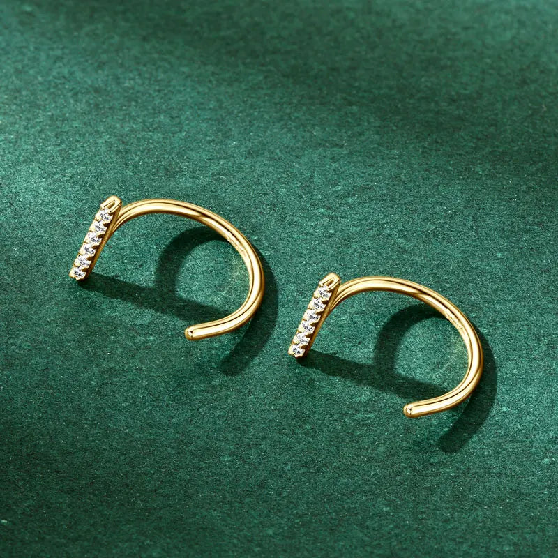 Trendy Moissanite Half Hoop Earrings 925 Sterling Silver