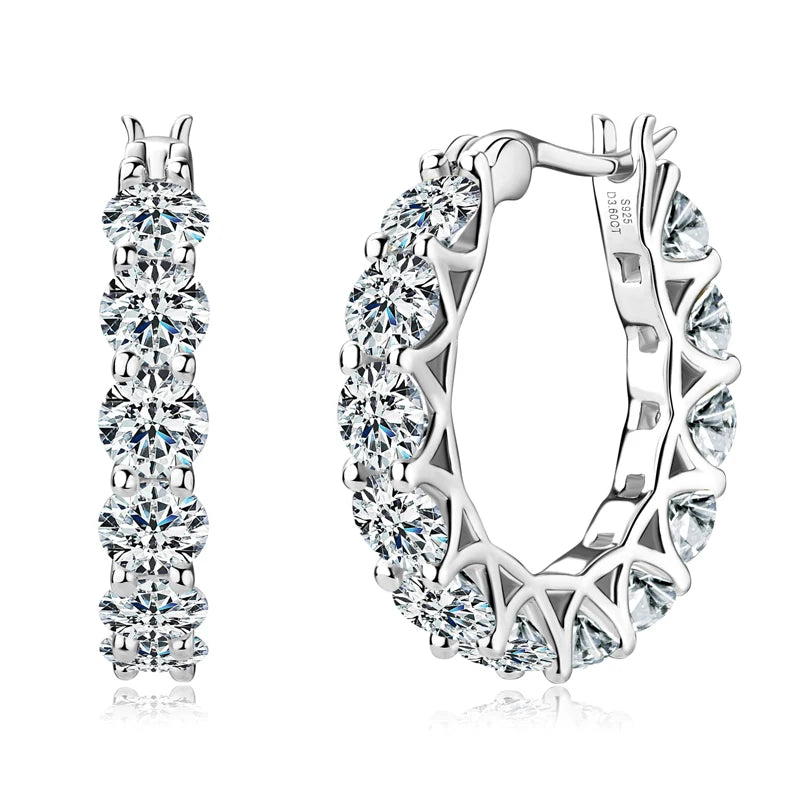 Moissanite Huggie Hoop Earrings 925 Sterling Silver Hollow Circle