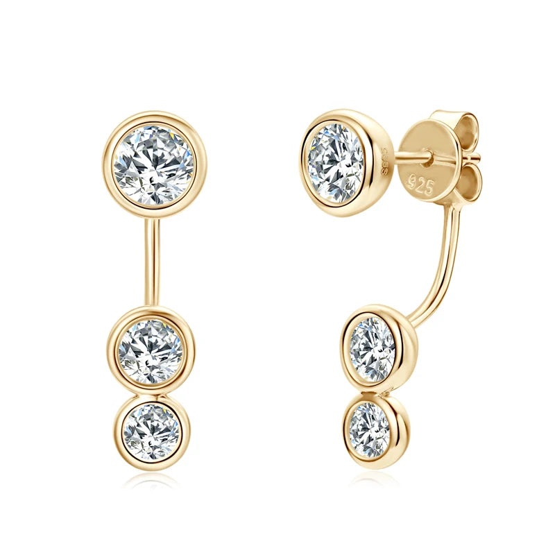 5mm Bezel Moissanite Earring 925 Sterling Silver
