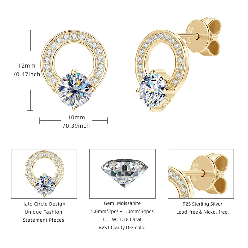 5mm 0.5ct Moissanite Earring 925 Sterling Silver Stud Earrings
