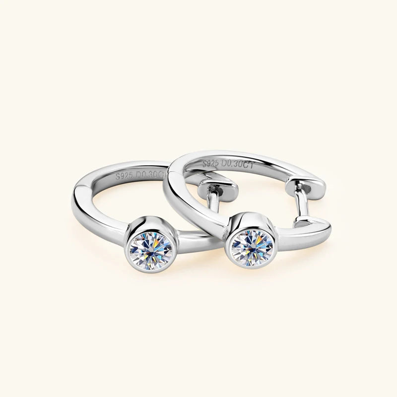 Sterling Silver Earrings 925 0.3CT Moissanite Hoop Earring