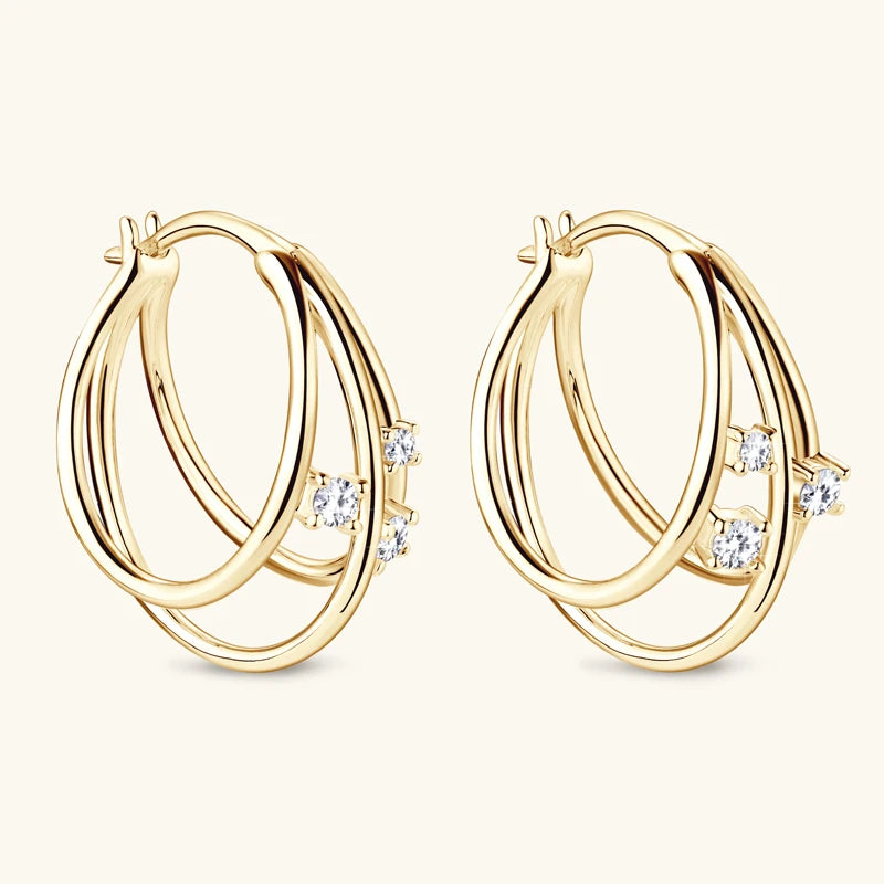 Circle Earrings For Women 925 Sterling Silver Moissanite Hoop Earring