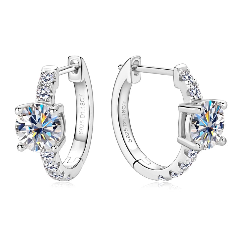 Moissanite Hoop Earring 925 Certified Silver Circle Earrings