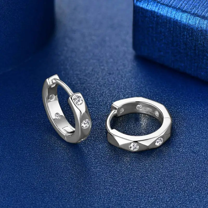 Moissanite Earring 925 Sterling Silver Huggies Hoop Earrings