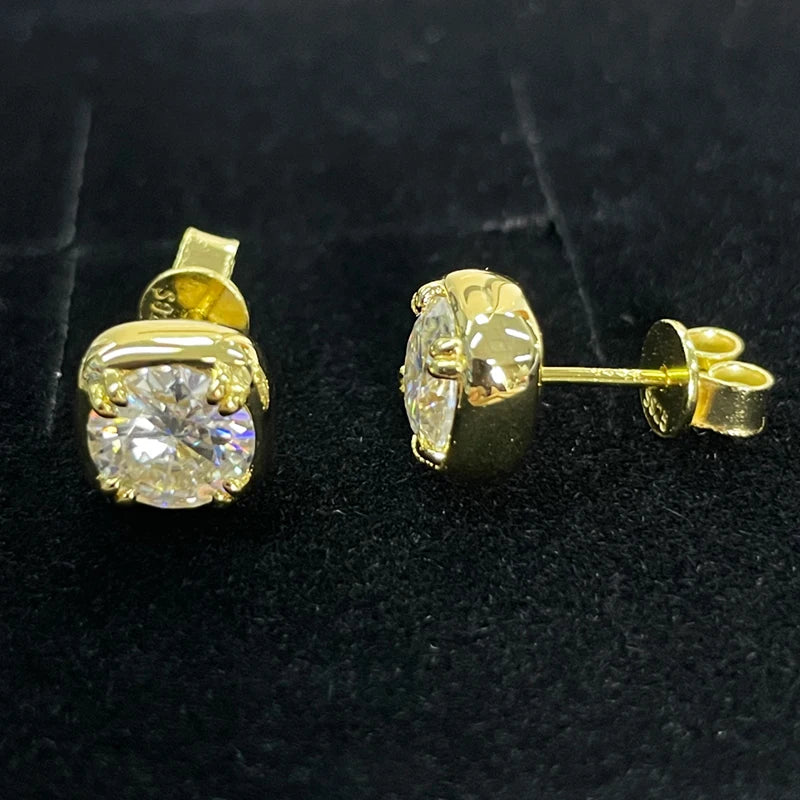 1CT Round Moissanite Hoop Earrings With Certificate 925 Sterling Silver