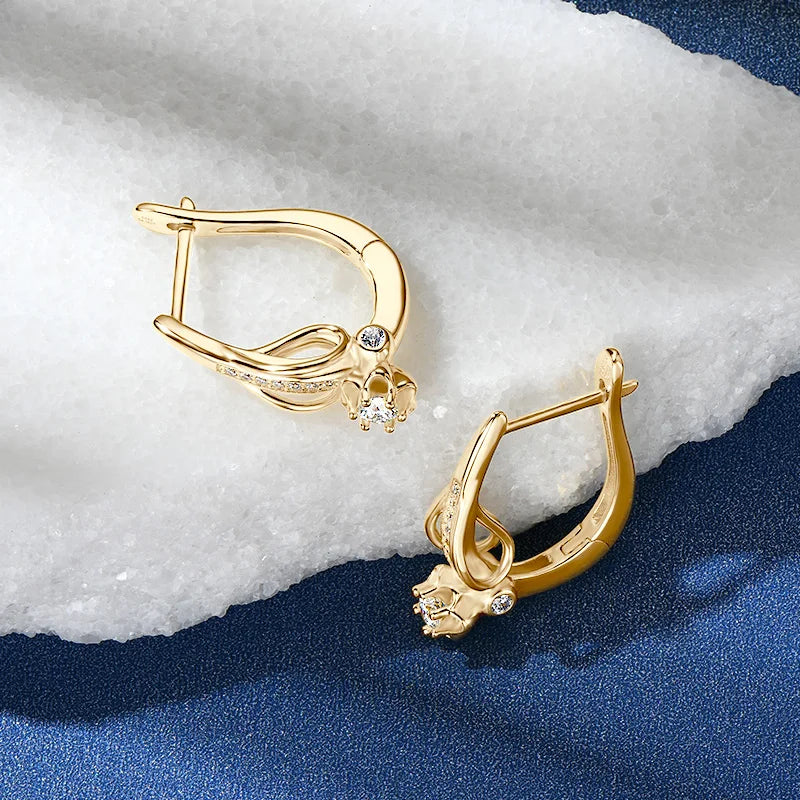 Brilliant 3mm Infinity Moissanite Earring 925 Sterling Silver Hoop Earrings