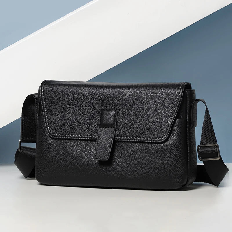 Cowhide Leather Men Bags Soft Genuine Leather Crossbody Bag
