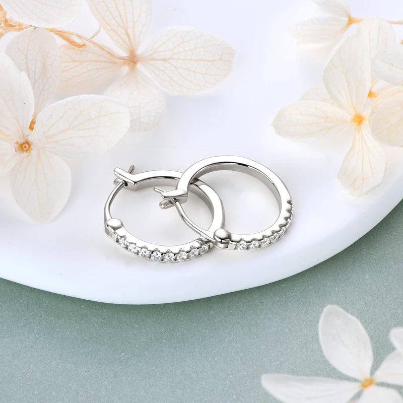 Moissanite Hoop Earrings 925 Sterling Silver Circle Earring