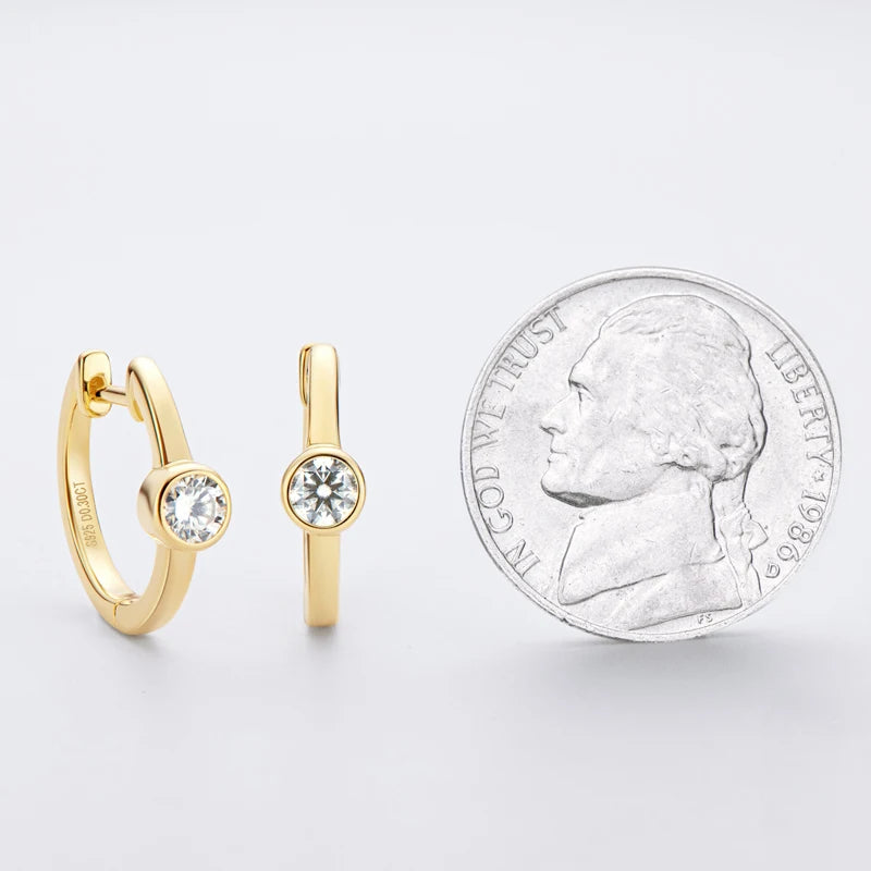 Sterling Silver Earrings 925 0.3CT Moissanite Hoop Earring