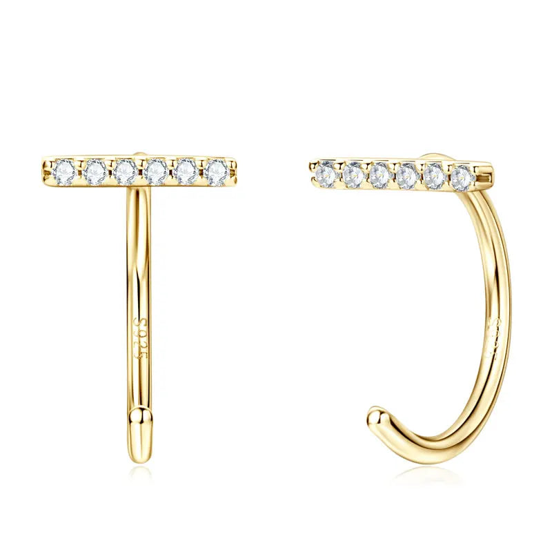 Trendy Moissanite Half Hoop Earrings 925 Sterling Silver