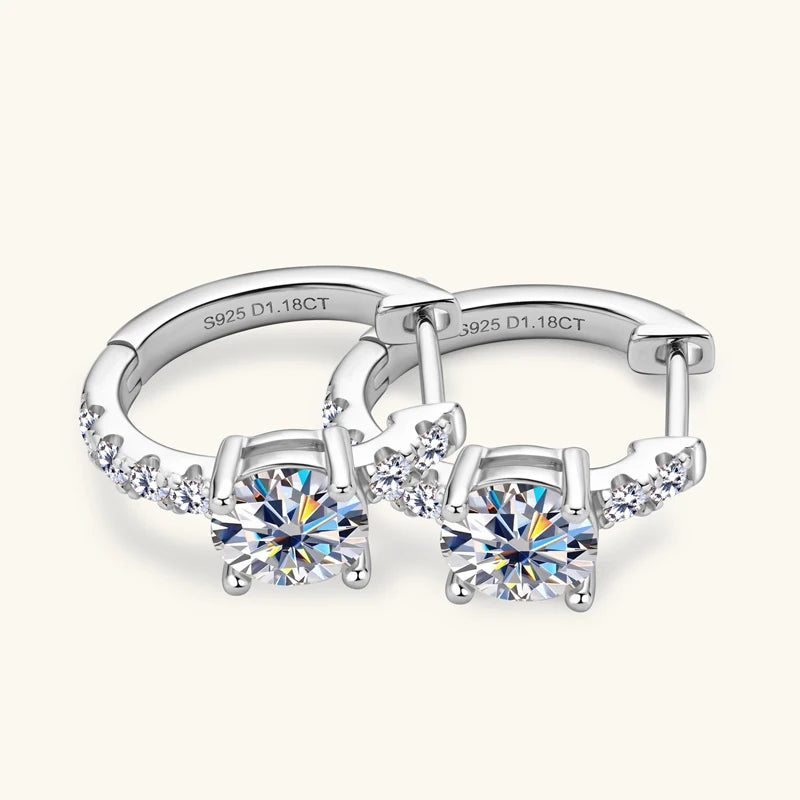 Moissanite Hoop Earring 925 Certified Silver Circle Earrings