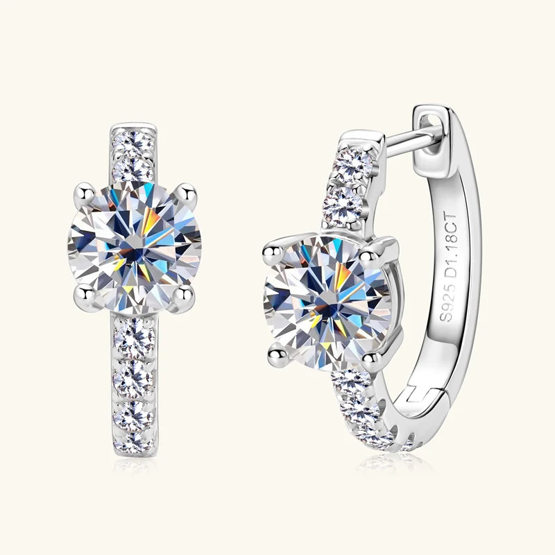 Moissanite Hoop Earring 925 Certified Silver Circle Earrings