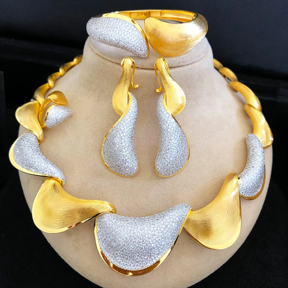 New Bold 4PCS African Jewelry Sets For Women Wedding Party Zirconia Indian Dubai Bridal Charms Accessory