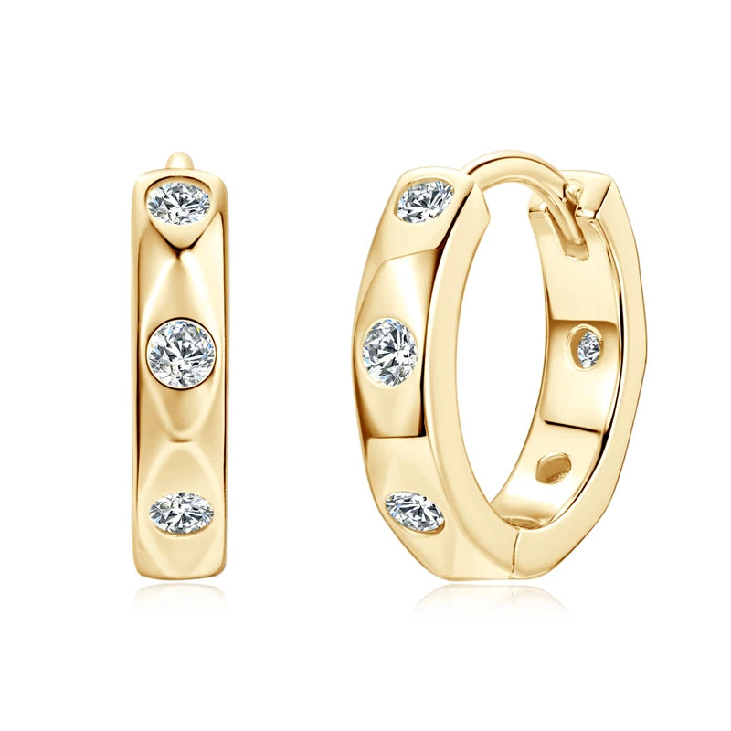 Moissanite Earring 925 Sterling Silver Huggies Hoop Earrings
