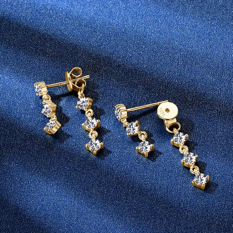 Moissanite Drop Earrings 925 Sterling Silver Tassel Chain Earring