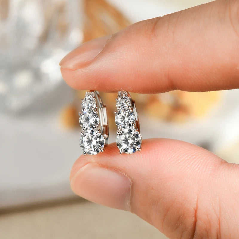 Moissanite Hoop Earrings 925 Sterling Silver