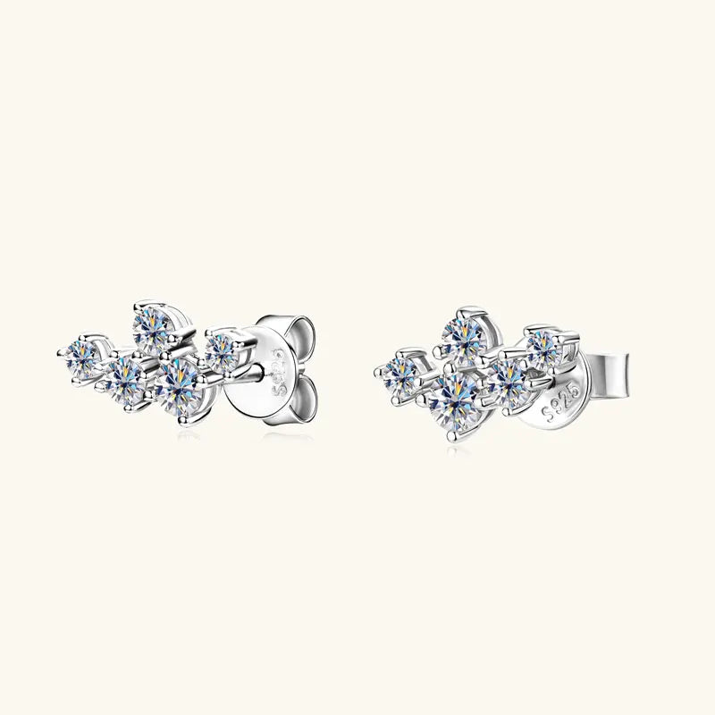 925 Sterling Silver Stud Earrings Sparkling Moissanite Earring 2025 Trend Jewelry