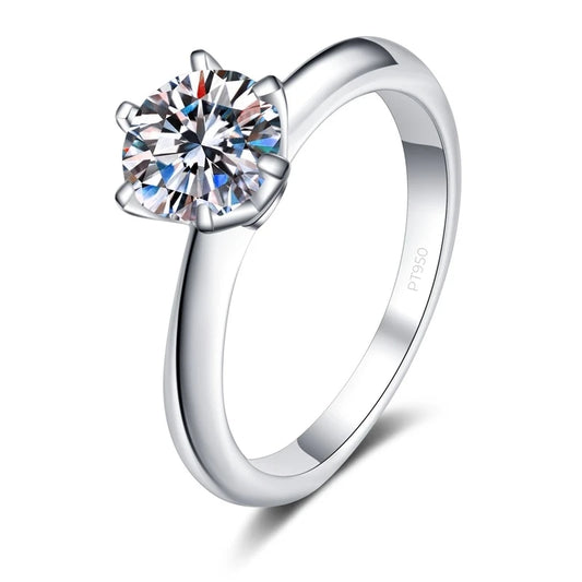 Platinum PT950 Diamond Sparkling Moissanite Wedding Ring