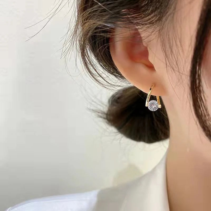 Huggies Earrings Sterling Silver 925 1.0ct Moissanite Hoop Earring