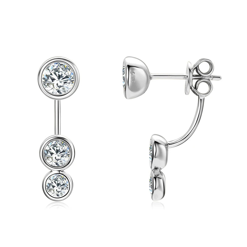 5mm Bezel Moissanite Earring 925 Sterling Silver