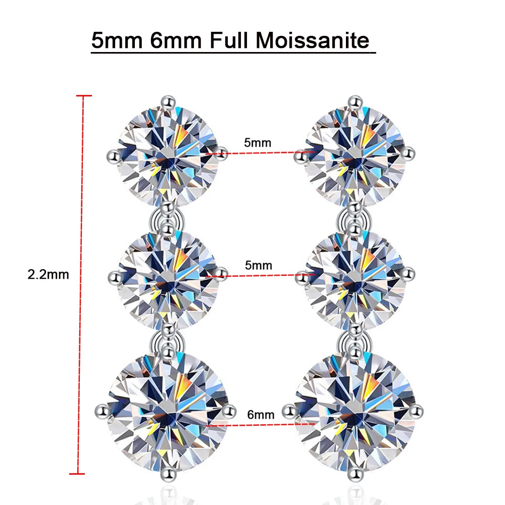 Full Moissanite Tassel Stud Earrings